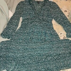 Elegant Teal Floral Women's Dress